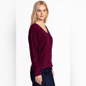 🌿 Johnny Was Chenille Classic Whipstitch Pullover Burgundy M NWT 🌿
